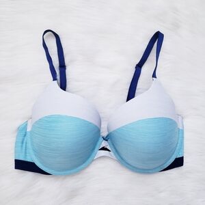 Victorias Secret Perfect Shape Blue Colorblock Bra 36D